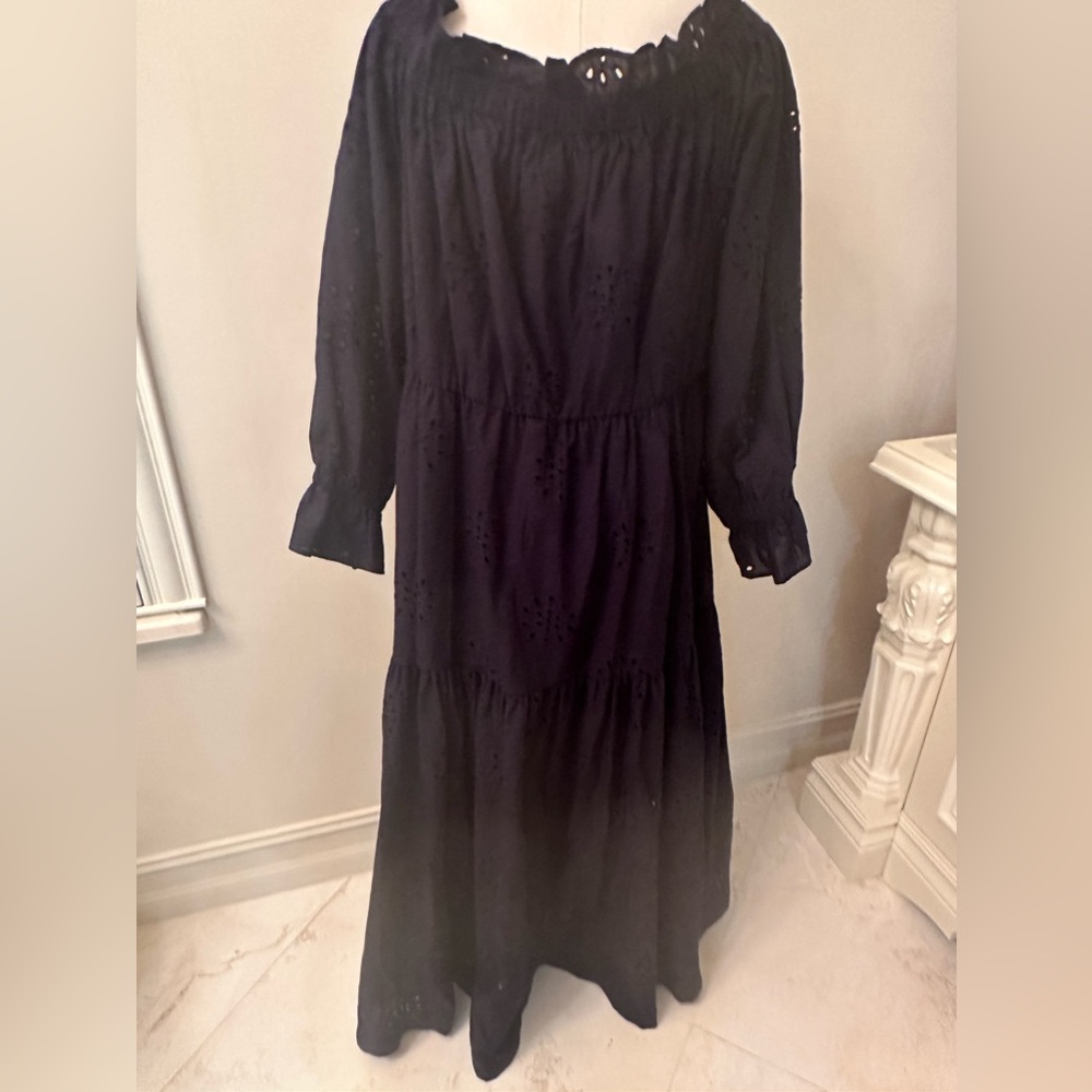Chicos navy blue eyelet midi dress size 3(16) NWT - Picture 3 of 11
